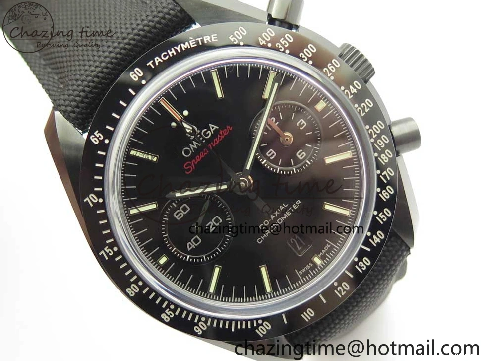 0318 Premium Speedmaster “Dark Side of The Moon” Real Ceramic OMF 1:1 Best Edition on Nylon Strap A 7977